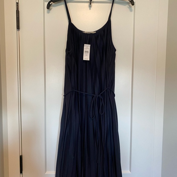 LOFT Crepe Slip Dress with waist tie - Picture 2 of 2